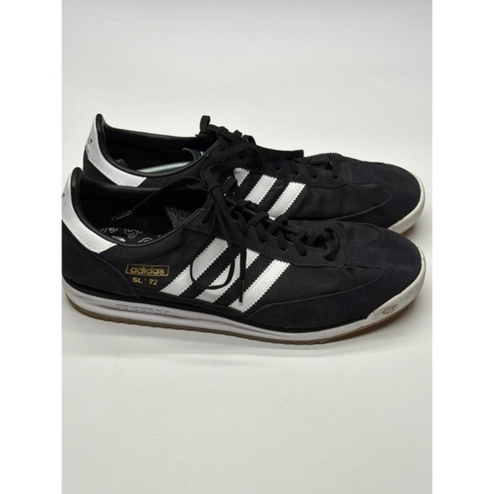 Adidas SL 72 Mens Black White Suede Nylon‎ Low Top Athletic Sneakers Size 14